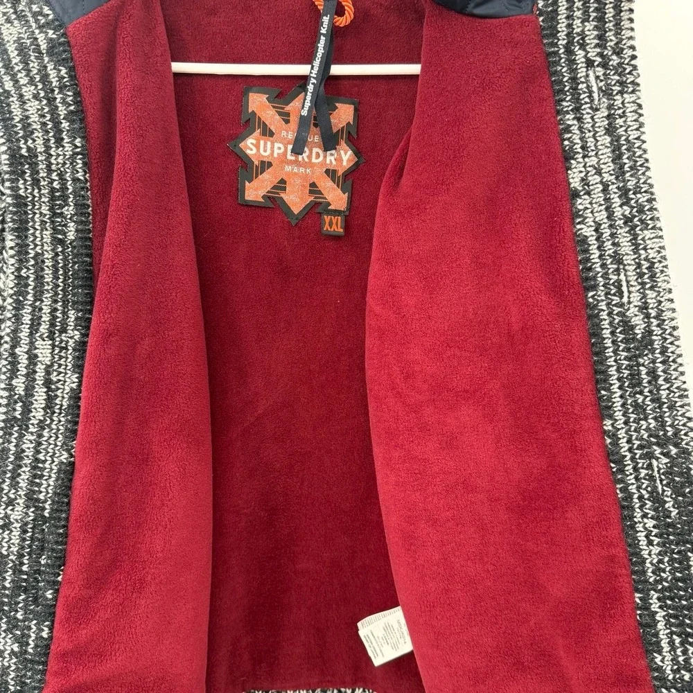 Men's Superdry fleece lined wool blend cardigan heavyweight size xxl